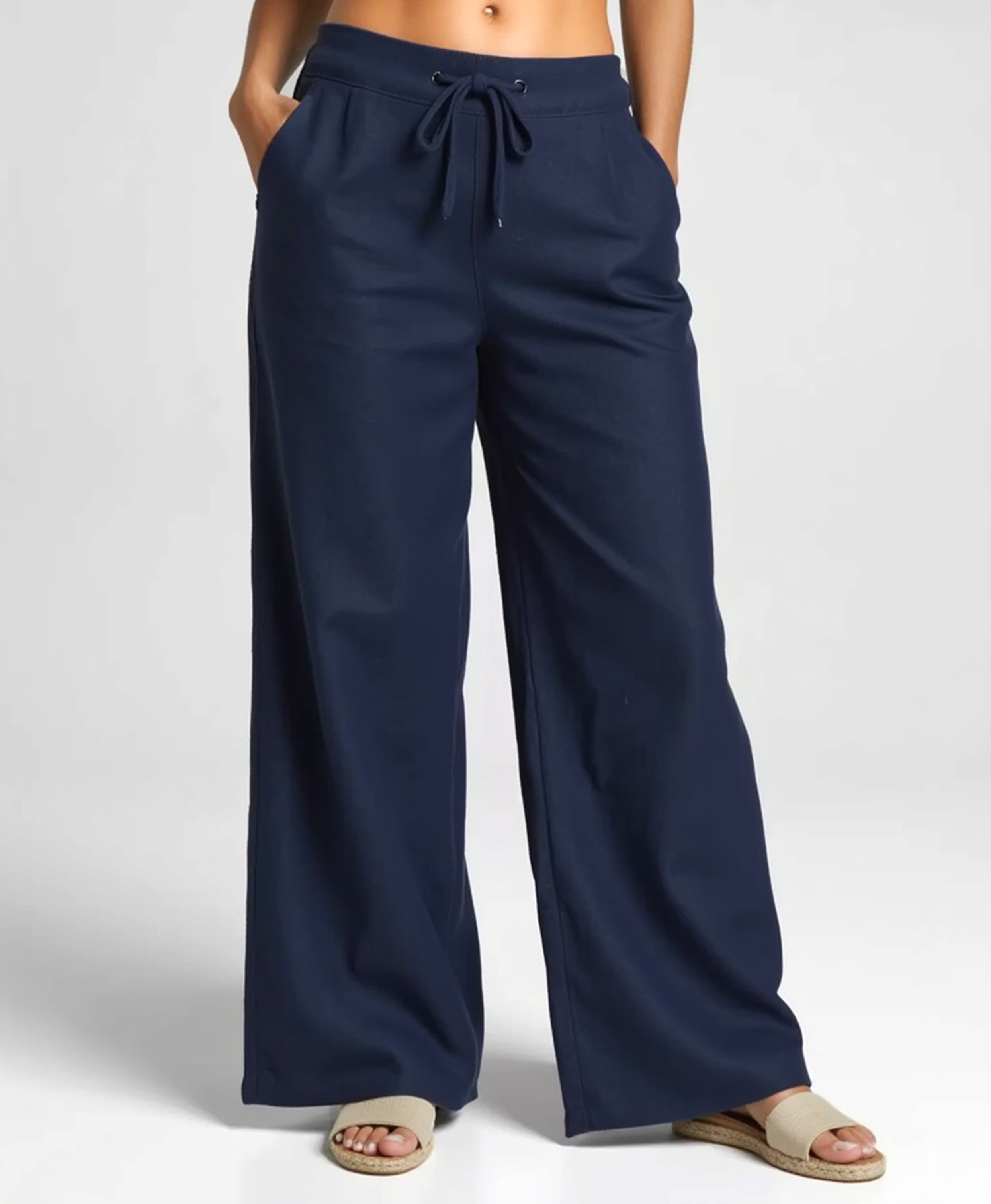 Cecole | Women’s Linen Blend Loose Trousers with Elastic Waistband