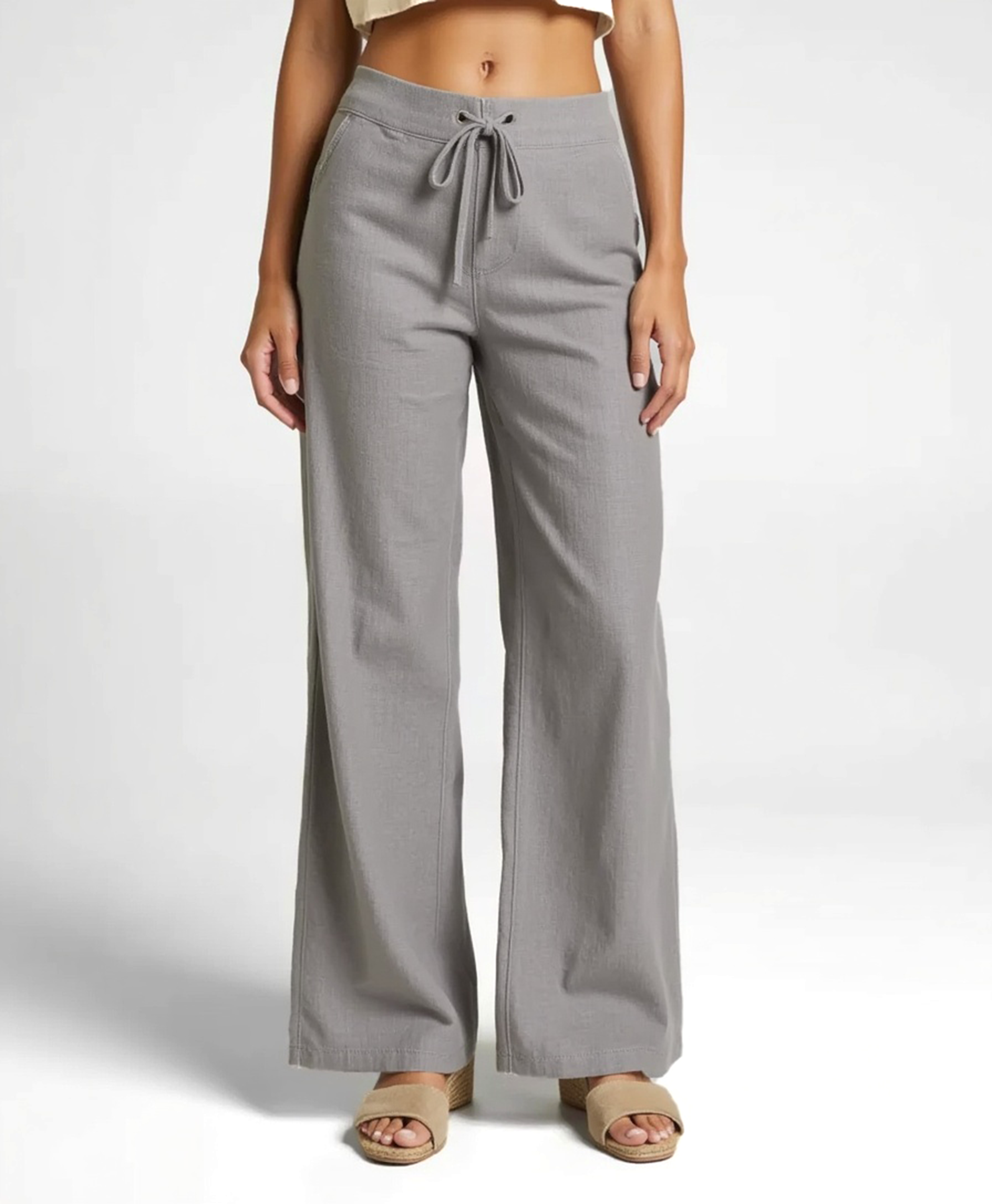 Cecole | Women’s Linen Blend Loose Trousers with Elastic Waistband