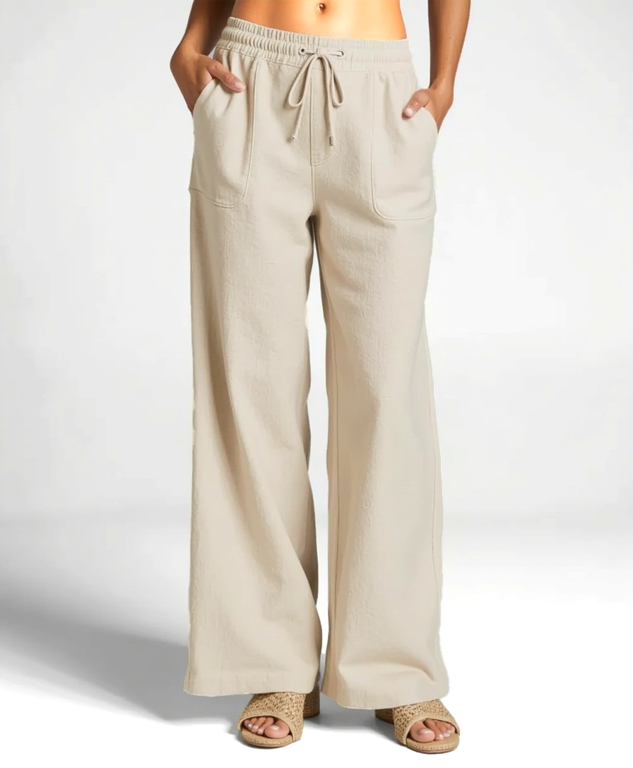 Cecole | Women’s Linen Blend Loose Trousers with Elastic Waistband