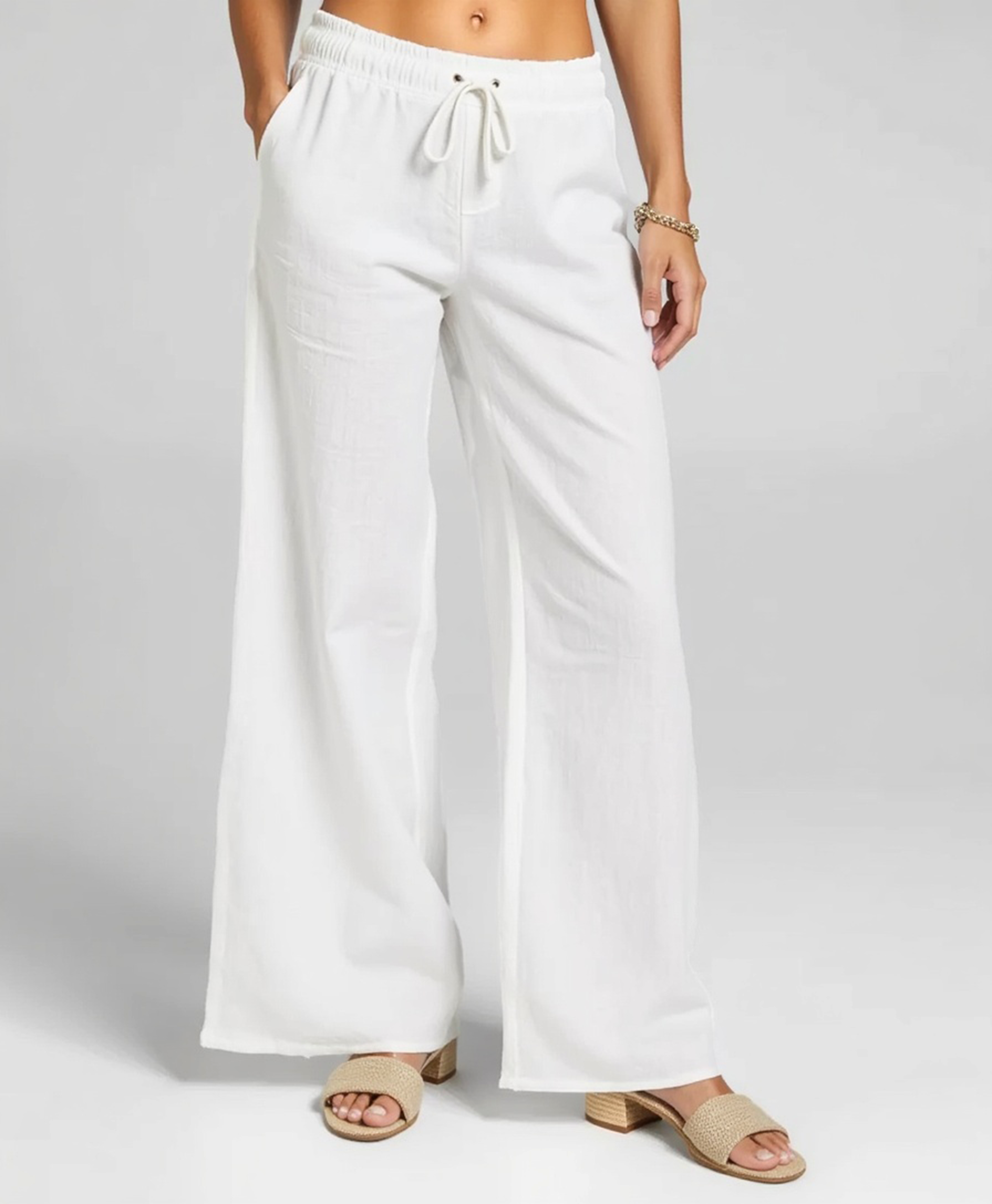 Cecole | Women’s Linen Blend Loose Trousers with Elastic Waistband