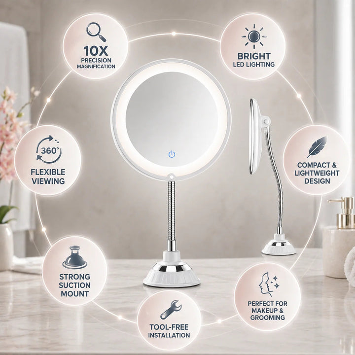 10x Magnifying LED Makeup Mirror – With Suction Cup 3