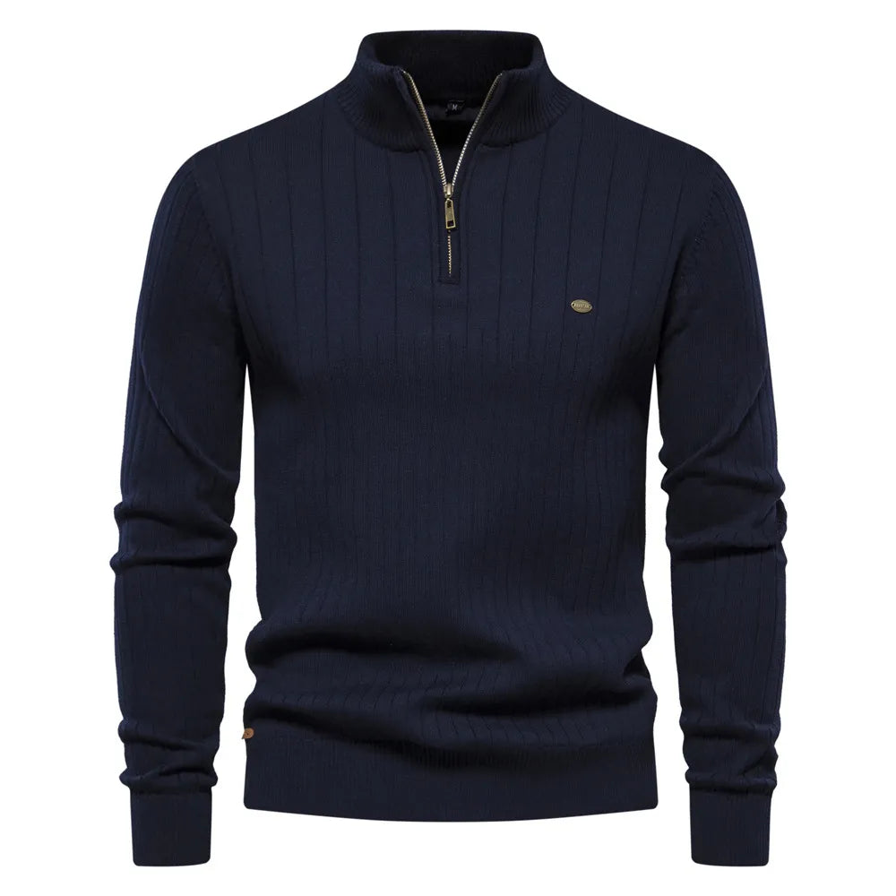 Pull élégant pour Homme – Coton doux et Col zippé