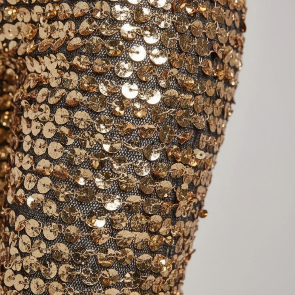 Sequin Jumpsuit with Flared Legs and Waist Belt for Women