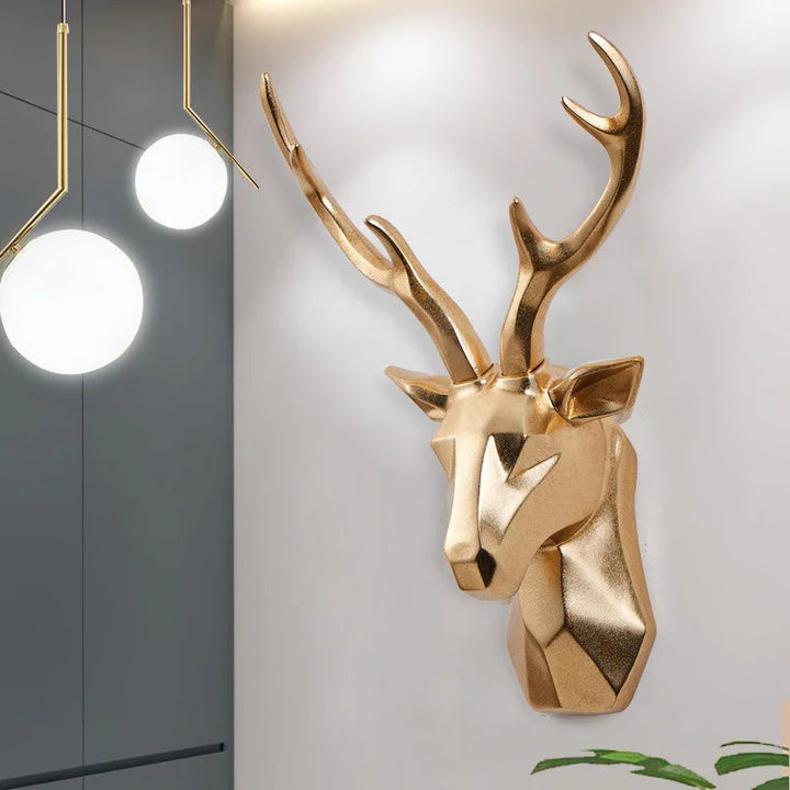 3D Resin Deer Head Wall Decor – Modern Animal Sculpture 3