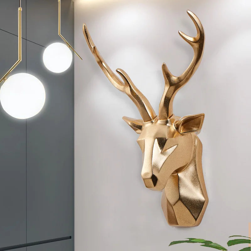 3D Resin Deer Head Wall Decoration – Art Accent Animal Sculpture with Modern Style 3