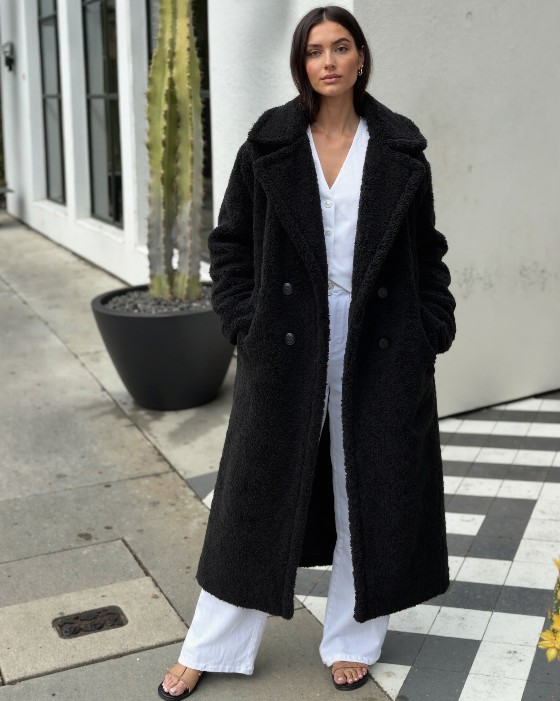 Cecole | Women’s Long Teddy Coat with Straight Silhouette