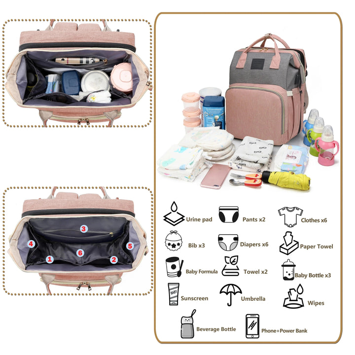 3-in-1 Diaper Bag Backpack – With Fold-out Changing Pad 16