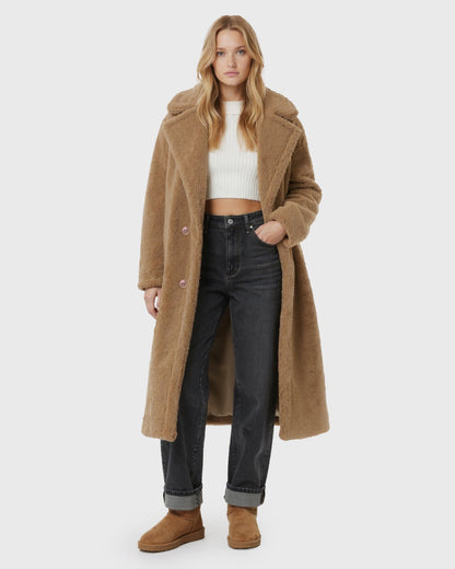Cecole | Women’s Long Teddy Coat with Straight Silhouette