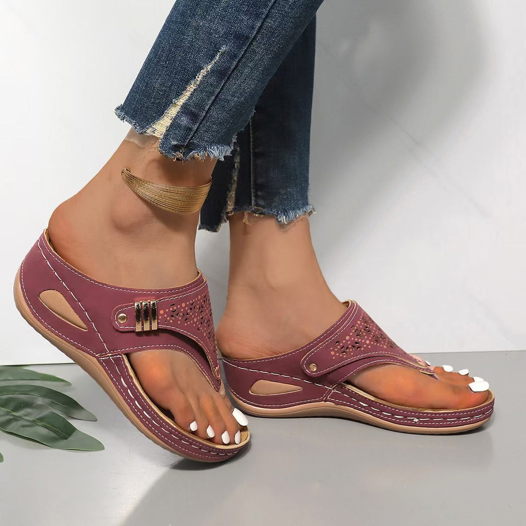 Sandals with Arch Support, Adjustable Straps and Wedge Heel for Women