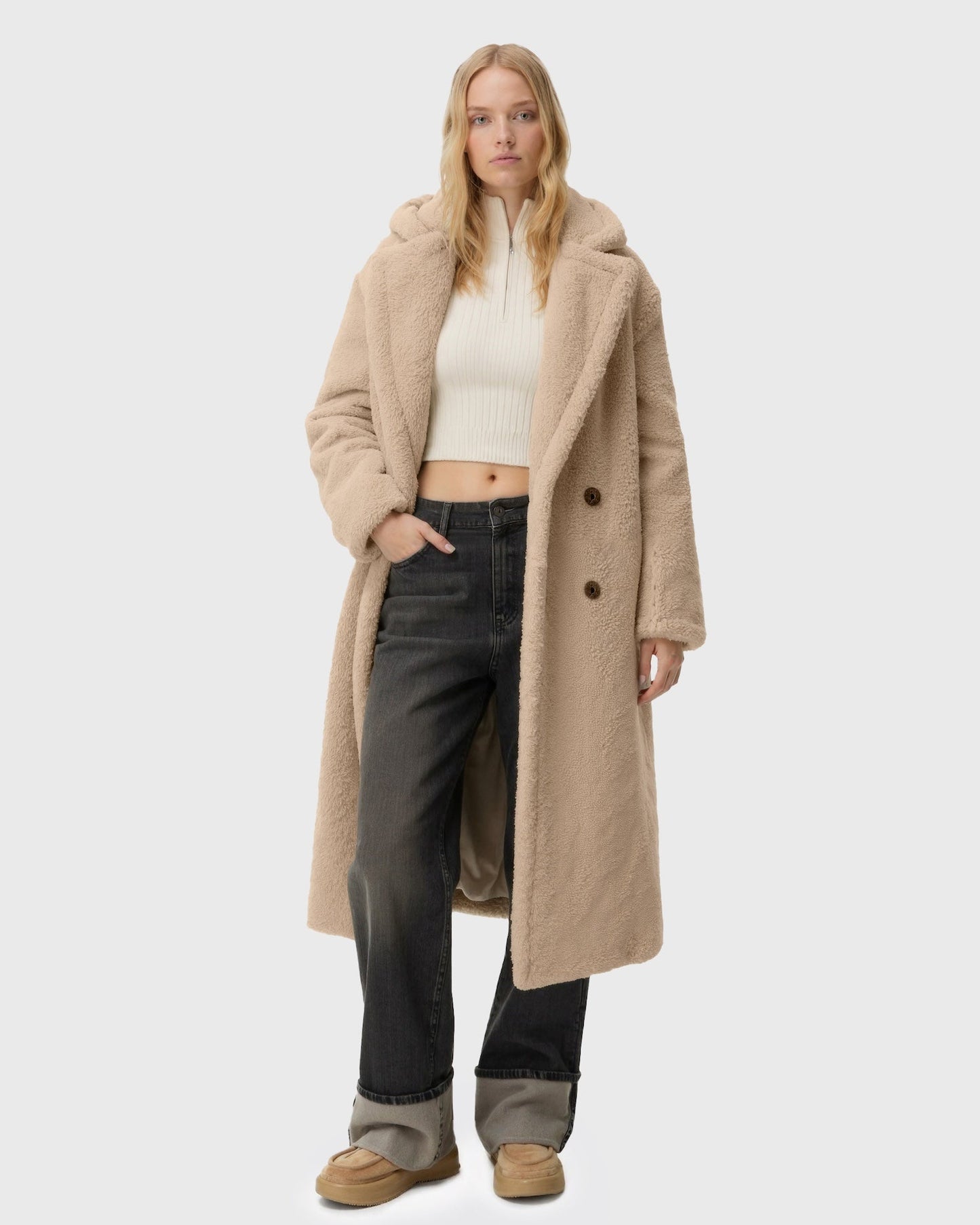 Cecole | Women’s Long Teddy Coat with Straight Silhouette