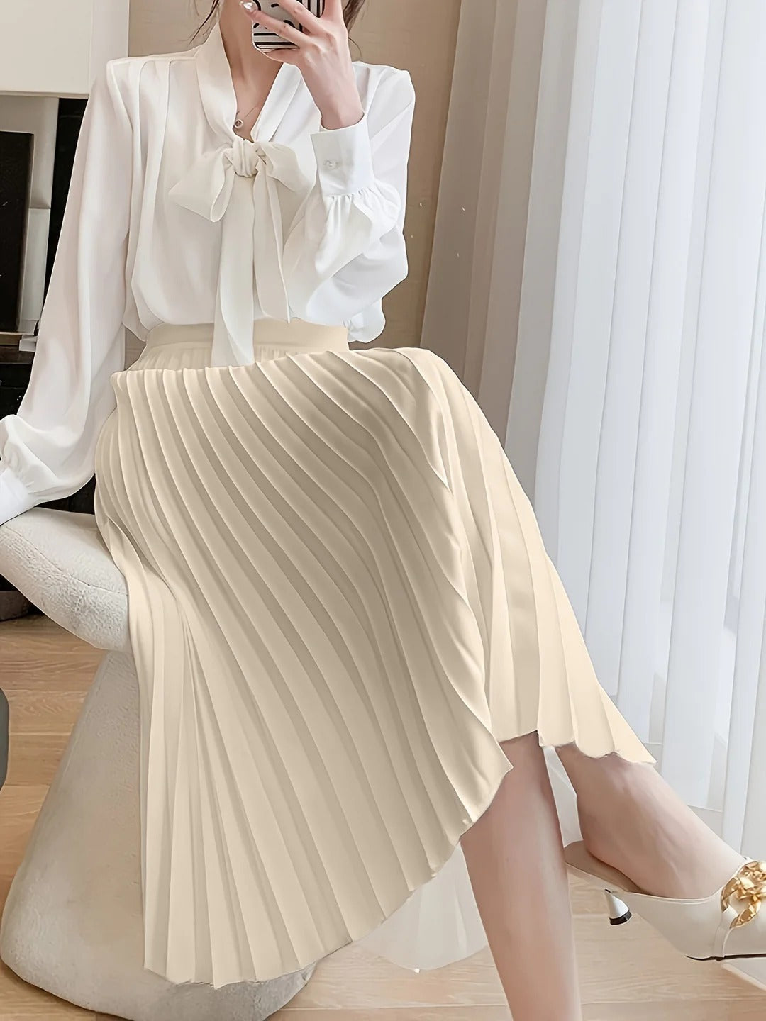 A_Line_Pleated_Skirt_with_Elastic_Waist_for_Women_5