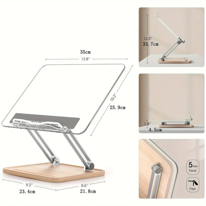 Pupitre de lecture réglable – Matériau transparent avec base en bois 5