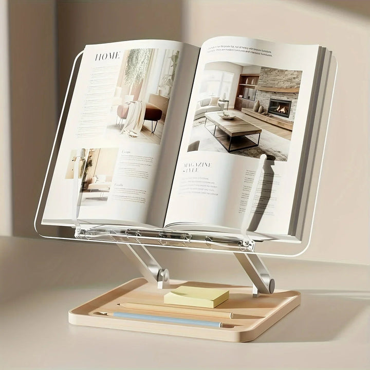 Pupitre de lecture réglable – Matériau transparent avec base en bois 6