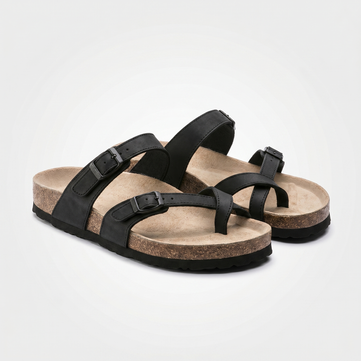 Adjustable Sandals with Cork Footbed and Toe Loop for Women