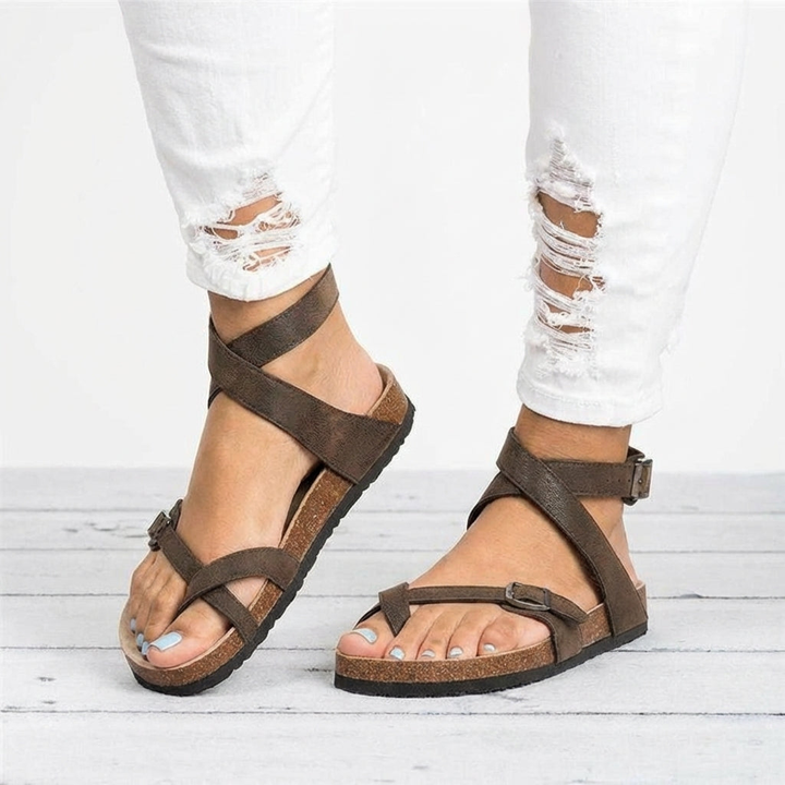 Adjustable Sandals with Cork Footbed and Toe Loop for Women