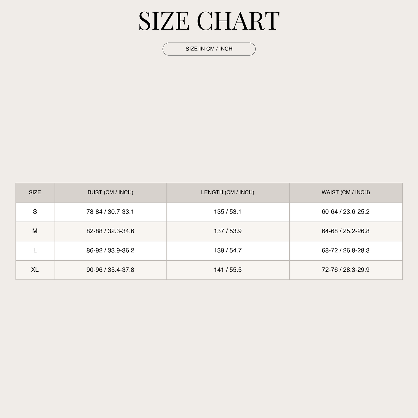Women's Airy Chiffon Long Dress with Flower Pattern size chart