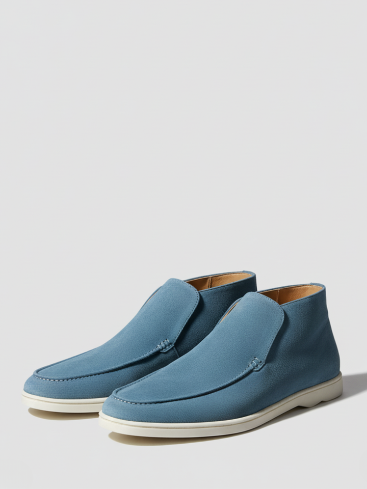 Ankle-High Loafers with Visible Moccasin Stitching for Men