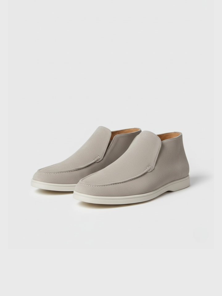 Ankle-High Loafers with Visible Moccasin Stitching for Men