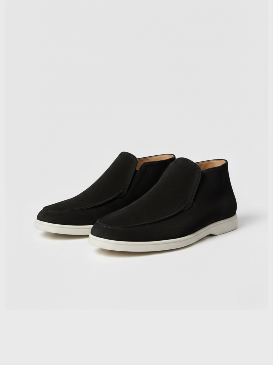 Ankle-High Loafers with Visible Moccasin Stitching for Men