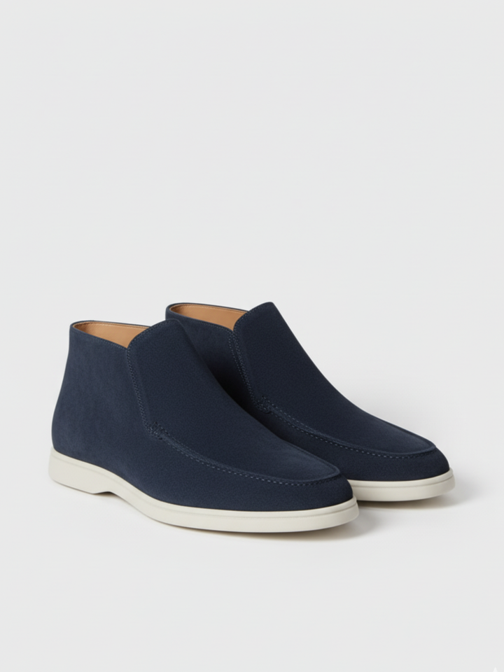 Ankle-High Loafers with Visible Moccasin Stitching for Men