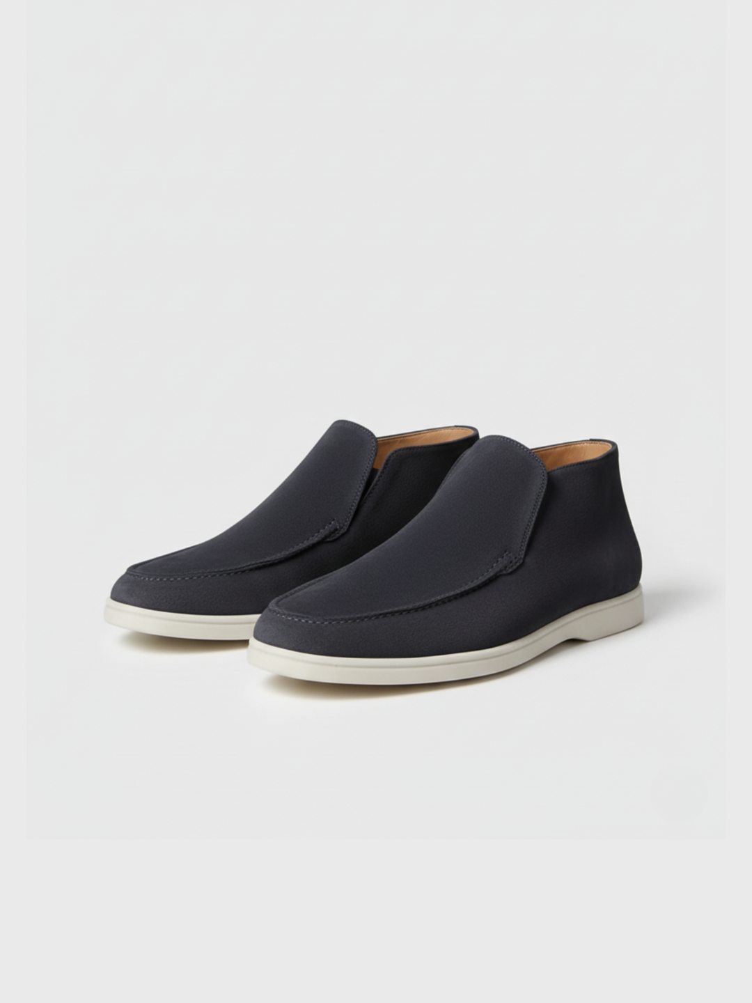 Ankle-High Loafers with Visible Moccasin Stitching for Men