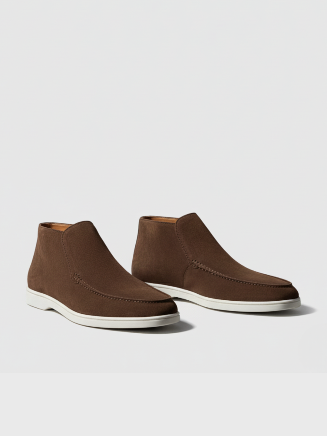 Ankle-High Loafers with Visible Moccasin Stitching for Men