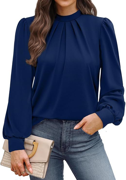 Blouse_with_Round_Neckline_and_Puff_Sleeves_for_Women_1