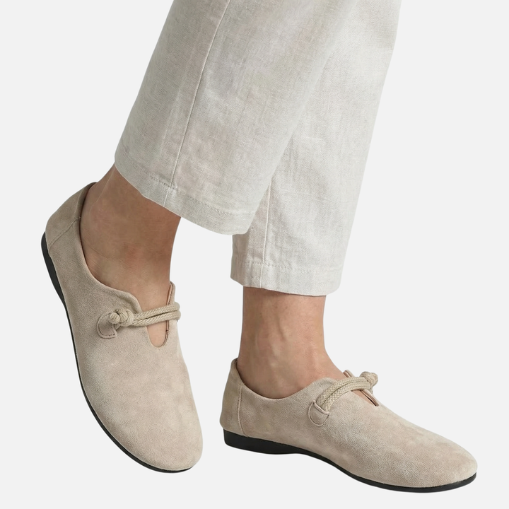 Casual Suede Flat Loafers with Rope Detail for Women