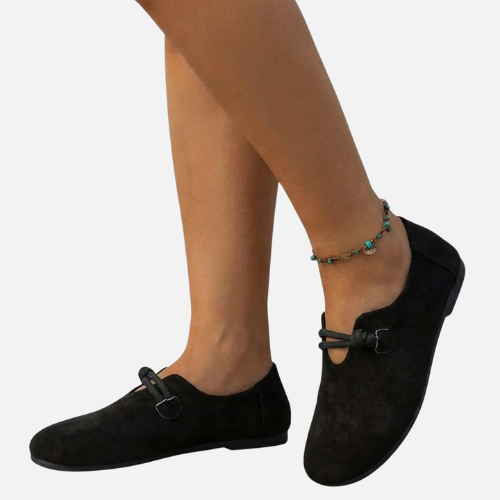 Casual Suede Flat Loafers with Rope Detail for Women