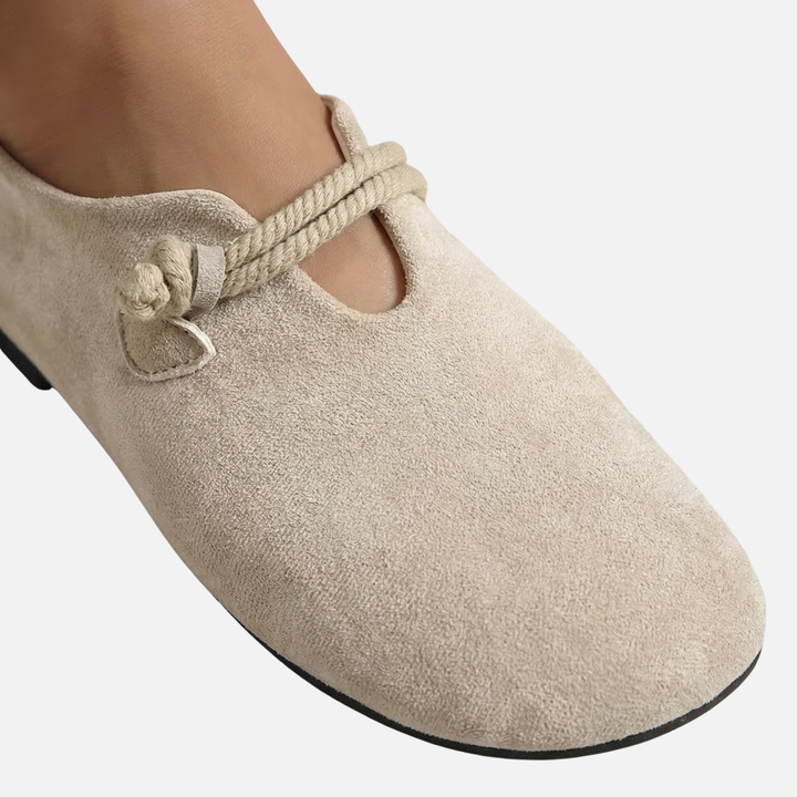 Casual Suede Flat Loafers with Rope Detail for Women