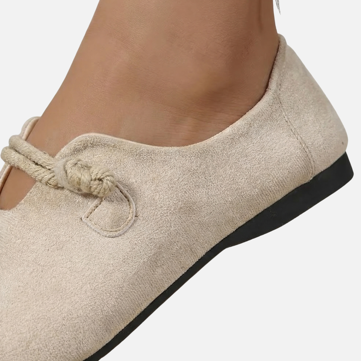 Casual Suede Flat Loafers with Rope Detail for Women