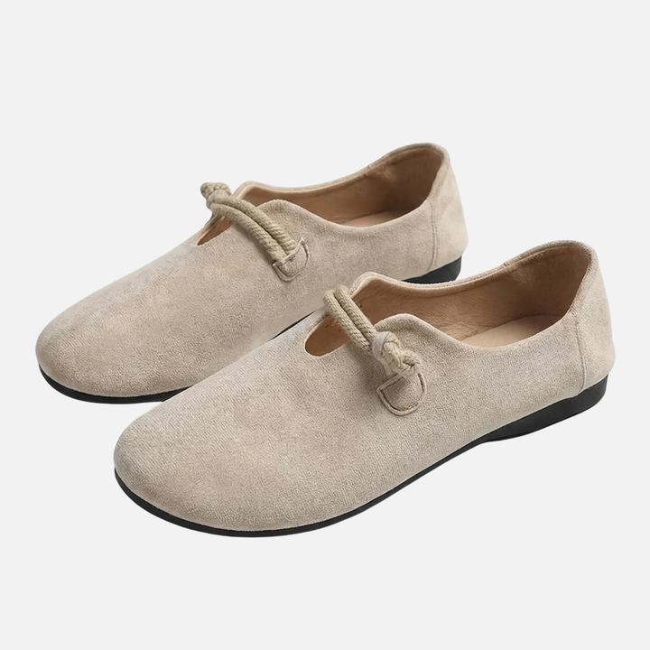 Casual Suede Flat Loafers with Rope Detail for Women