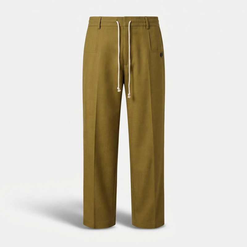 Loose Fit Cotton Pants with Drawstring for Men