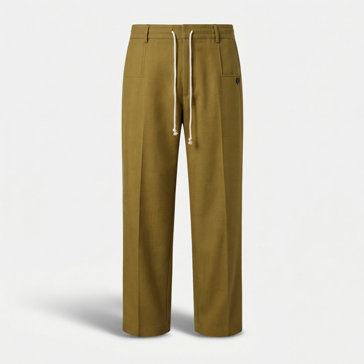 Loose Fit Cotton Pants with Drawstring for Men