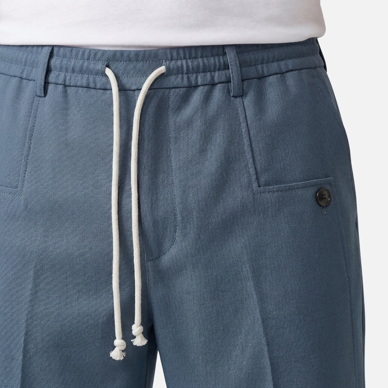 Loose Fit Cotton Pants with Drawstring for Men