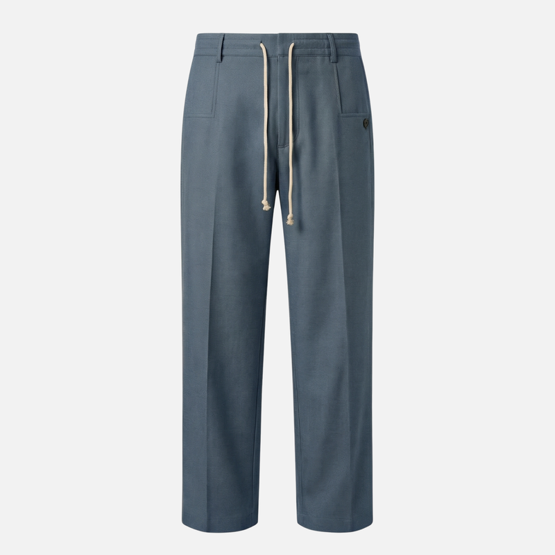Loose Fit Cotton Pants with Drawstring for Men