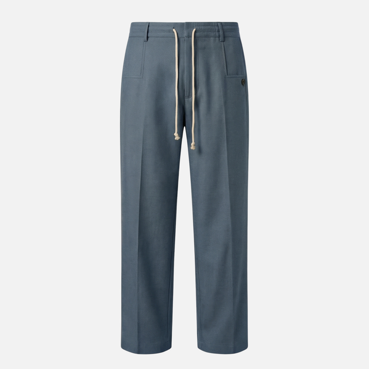 Loose Fit Cotton Pants with Drawstring for Men