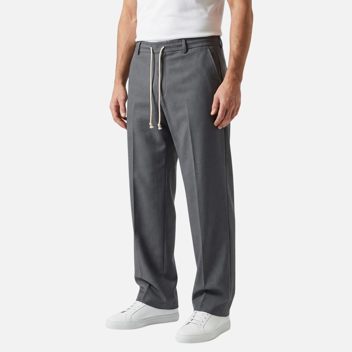 Loose Fit Cotton Pants with Drawstring for Men