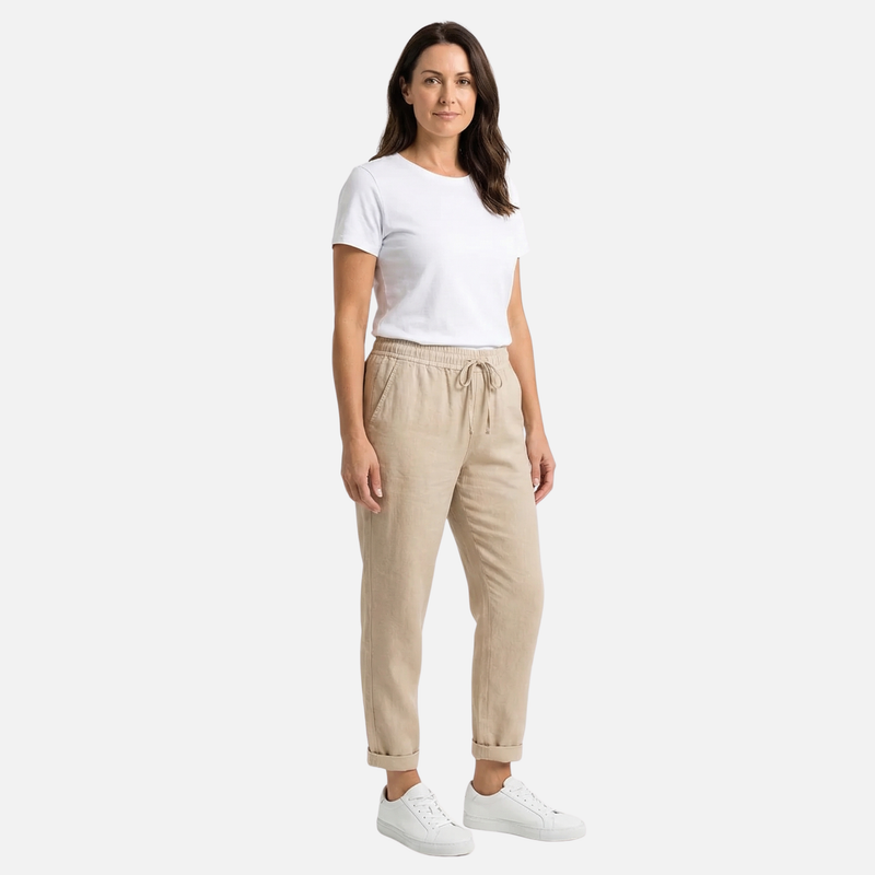 Breathable Linen Capri Pants – Regular Fit with Drawstring for Men