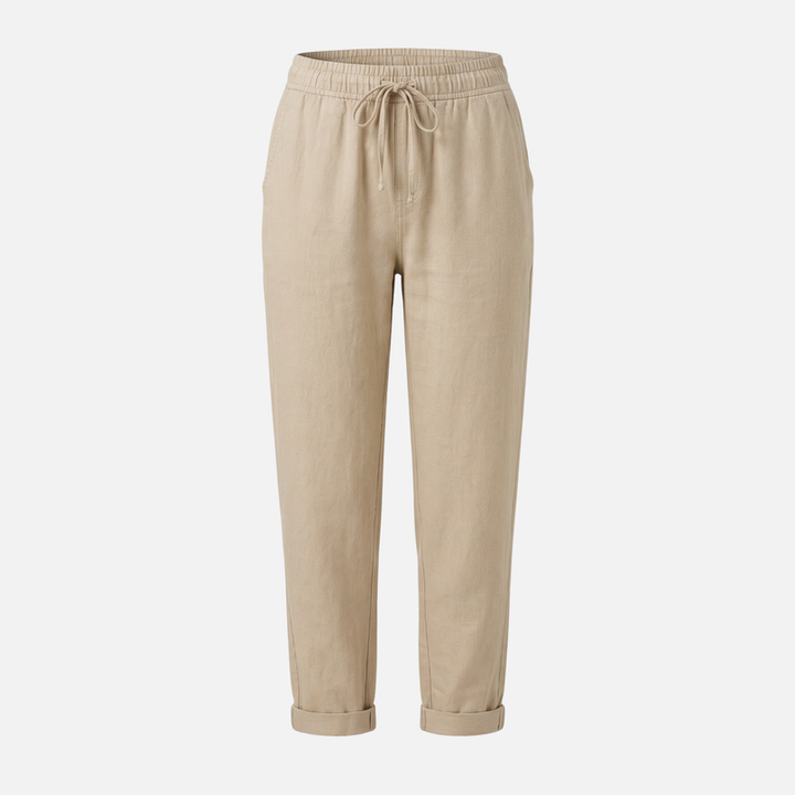 Breathable Linen Capri Pants – Regular Fit with Drawstring for Men