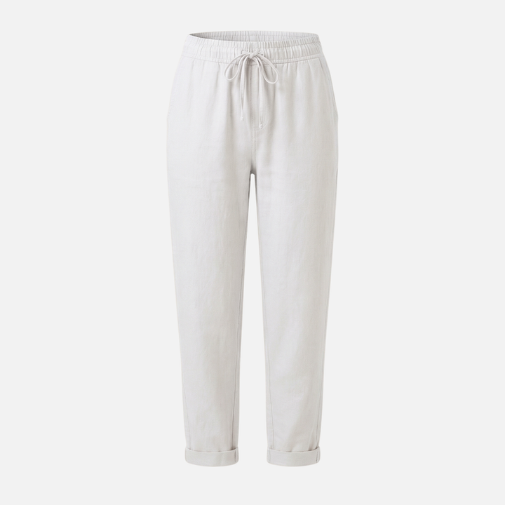 Breathable Linen Capri Pants – Regular Fit with Drawstring for Men