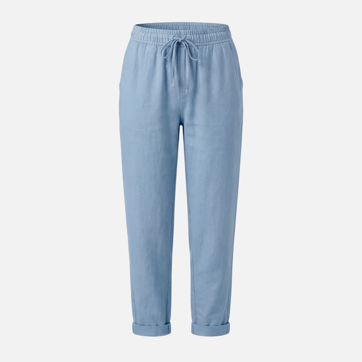 Breathable Linen Capri Pants – Regular Fit with Drawstring for Men