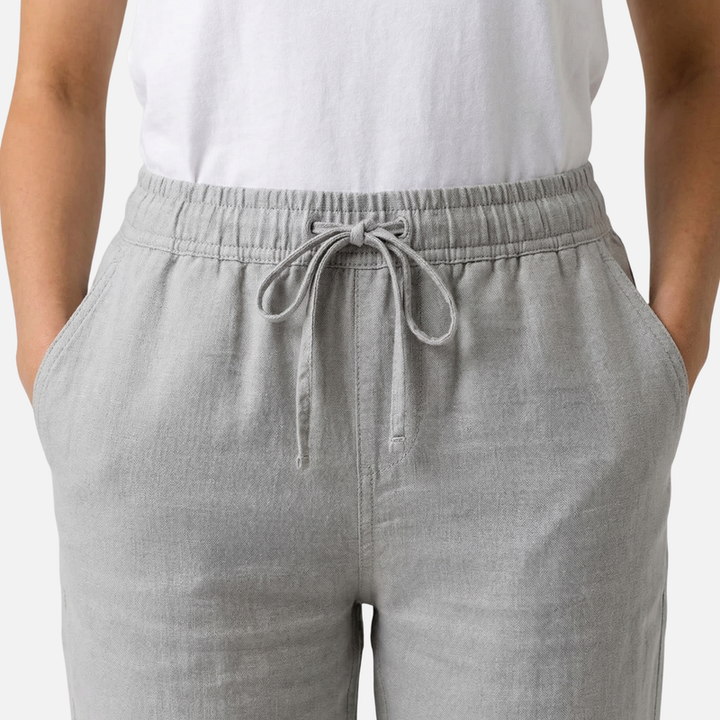 Breathable Linen Capri Pants – Regular Fit with Drawstring for Men