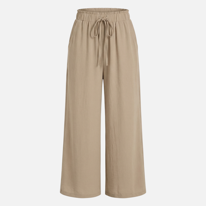 Summer Wide Leg Linen Pants with Drawstring for Women