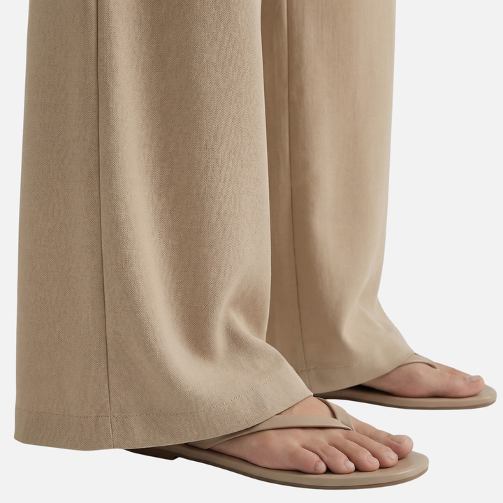 Summer Wide Leg Linen Pants with Drawstring for Women