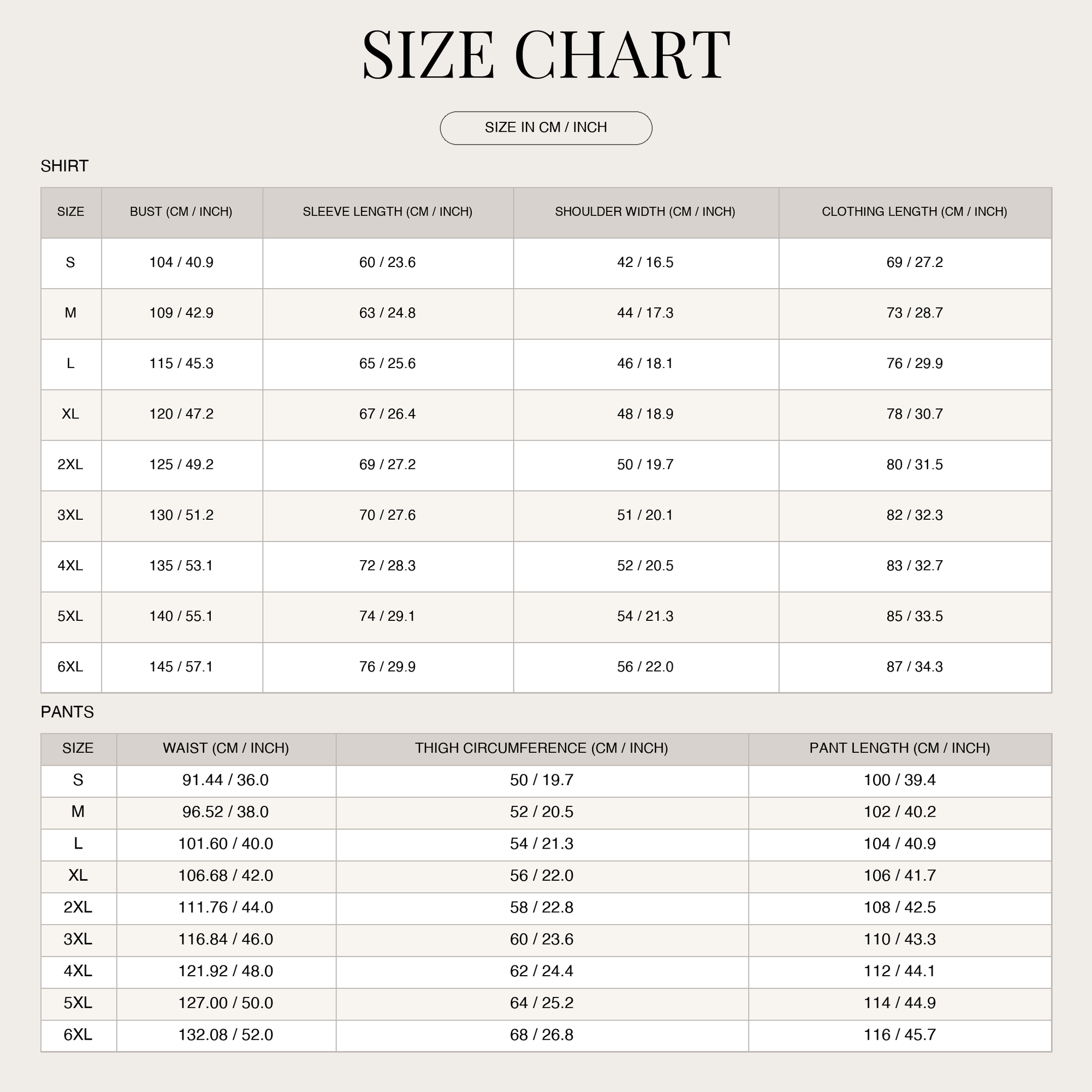 Size Chart