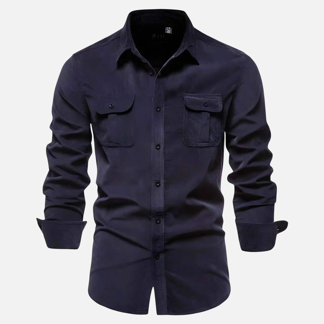 Casual Button Up Shirt with Sleek Placket for Men