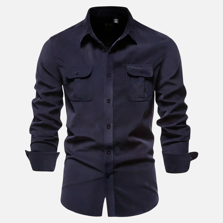 Casual Button Up Shirt with Sleek Placket for Men