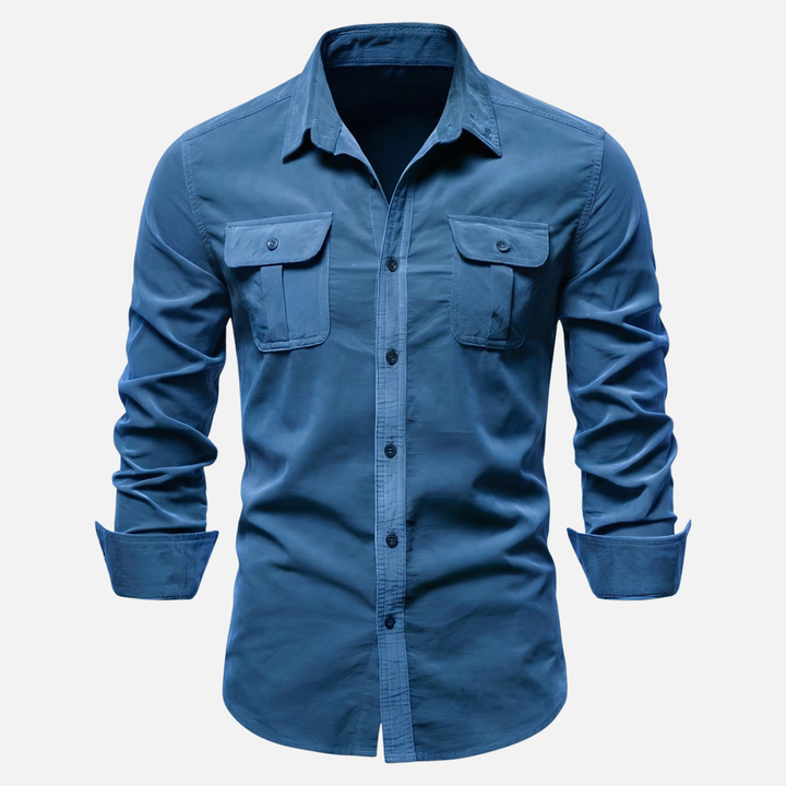 Casual Button Up Shirt with Sleek Placket for Men