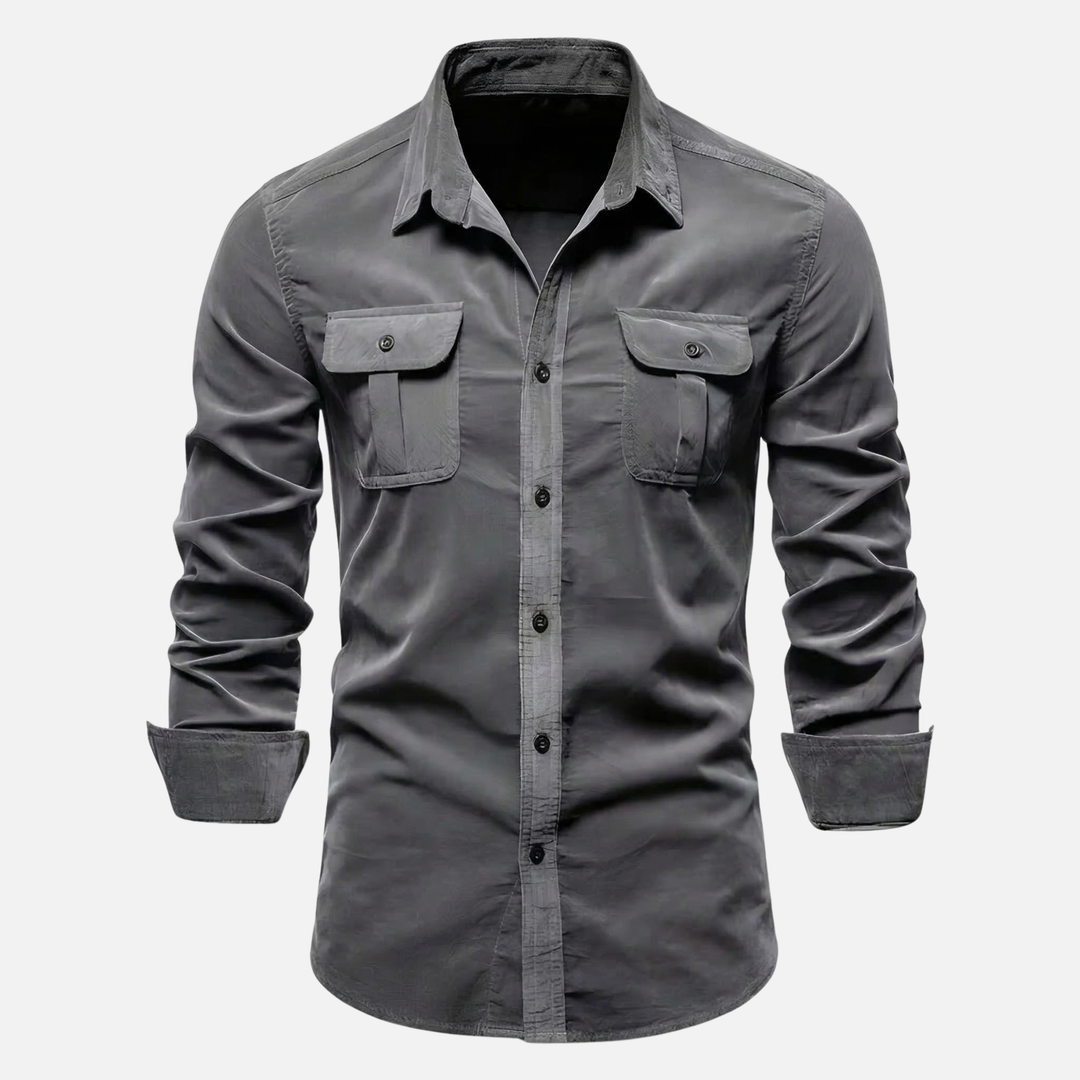 Casual Button Up Shirt with Sleek Placket for Men